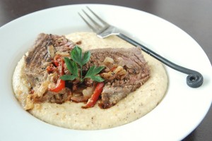 Stuffed Flank Steak with Jessica's Creamy Grits