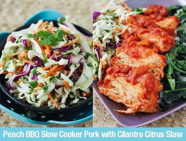 Peach BBQ Slow Cooker Pork with Cilantro Citrus Slaw from www.thenovicechefblog.com