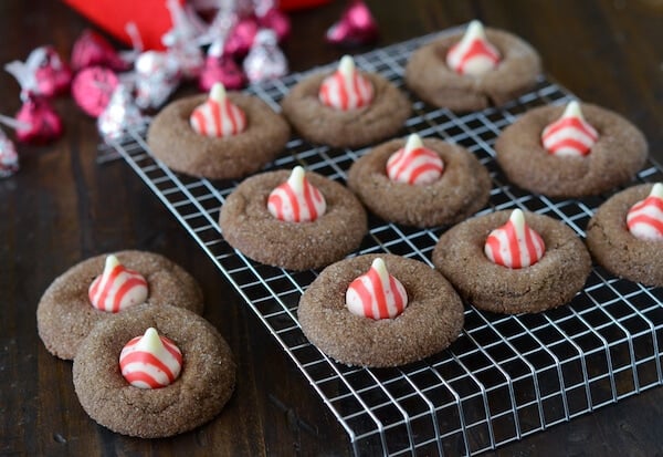 Chocolate Peppermint Blossoms, Candy Cane Kisses, Hershey's Kisses, Peppermint Kisses, cookies