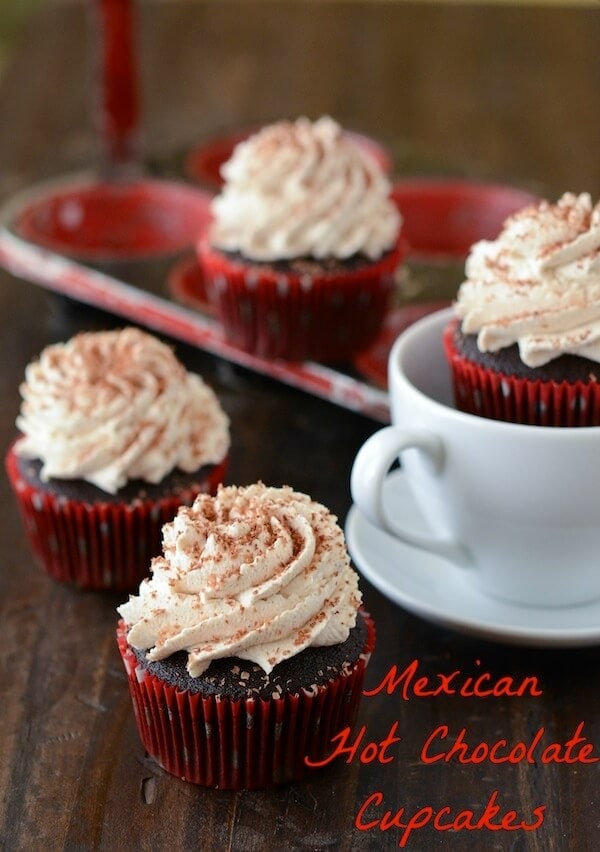 Mexican Hot Chocolate Cupcakes via www.thenovicechefblog.com Mexican Hot Chocolate Cupcakes via www.thenovicechefblog.com