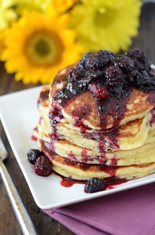 Sweet Hoecakes with Blackberry Rum Sauce from thenovicechefblog.com