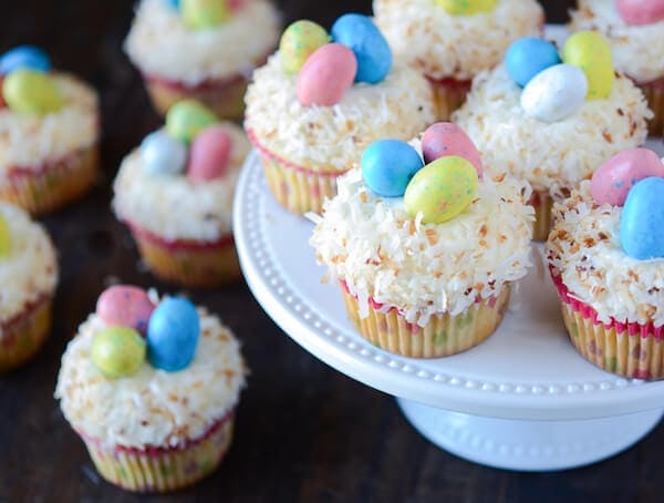 Coconut Cupcakes (with Coconut Easter Nests!) from thenovicechefblog.com
