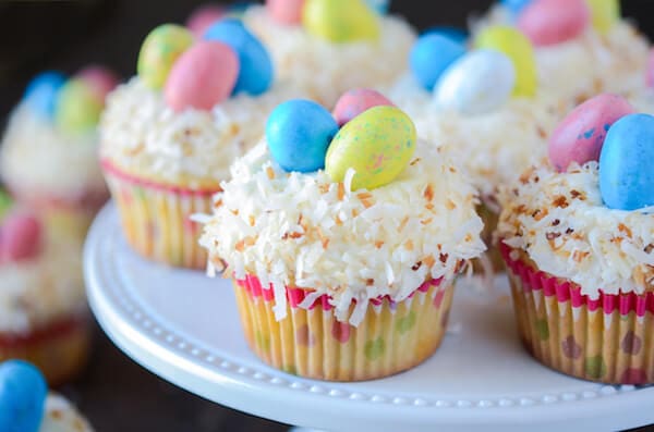 Coconut Cupcakes (with Coconut Easter Nests!) from thenovicechefblog.com